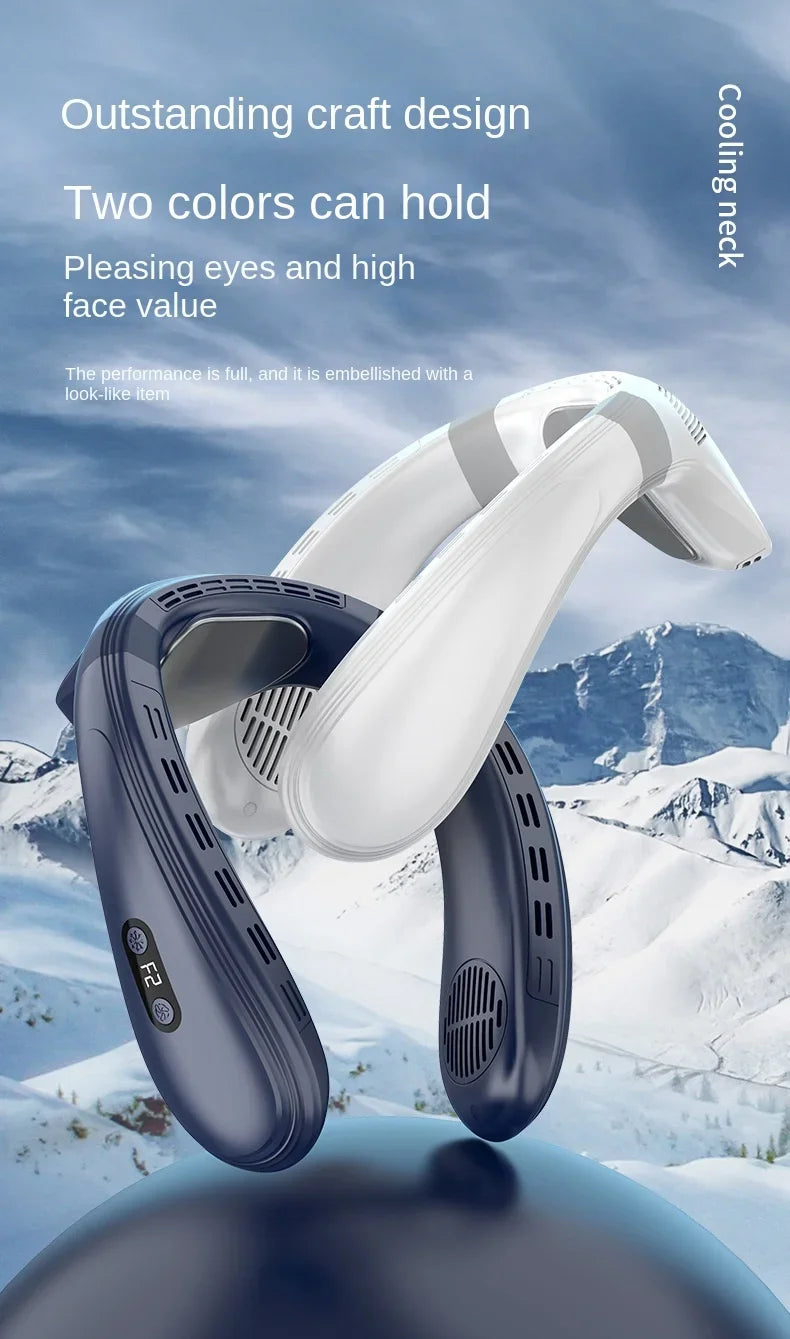 New Portable Neck Fan 5200mAh Neck Air Conditioner Rechargeable Semiconductor Cooling Fan Outdoor Personal Fan Wearable Cooler Quick Pick Grocers