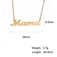 Skyrim Mama Letter Pendant Necklace for Women Stainless Steel Neck Chain Choker Trendy Family Jewelry Mother's Day Gift for Mom Quick Pick Grocers