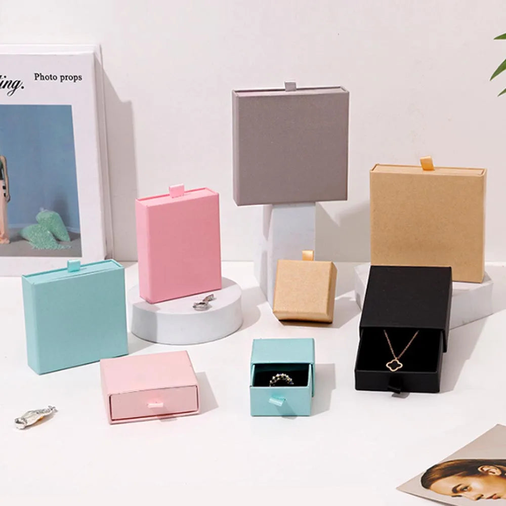 10pcs Paper Jewelry Gift Box For Ring Earrings Pendant Necklace Bracelet Stud Organizer Wedding Favors Jewellery Packaging Sack Purest Peak