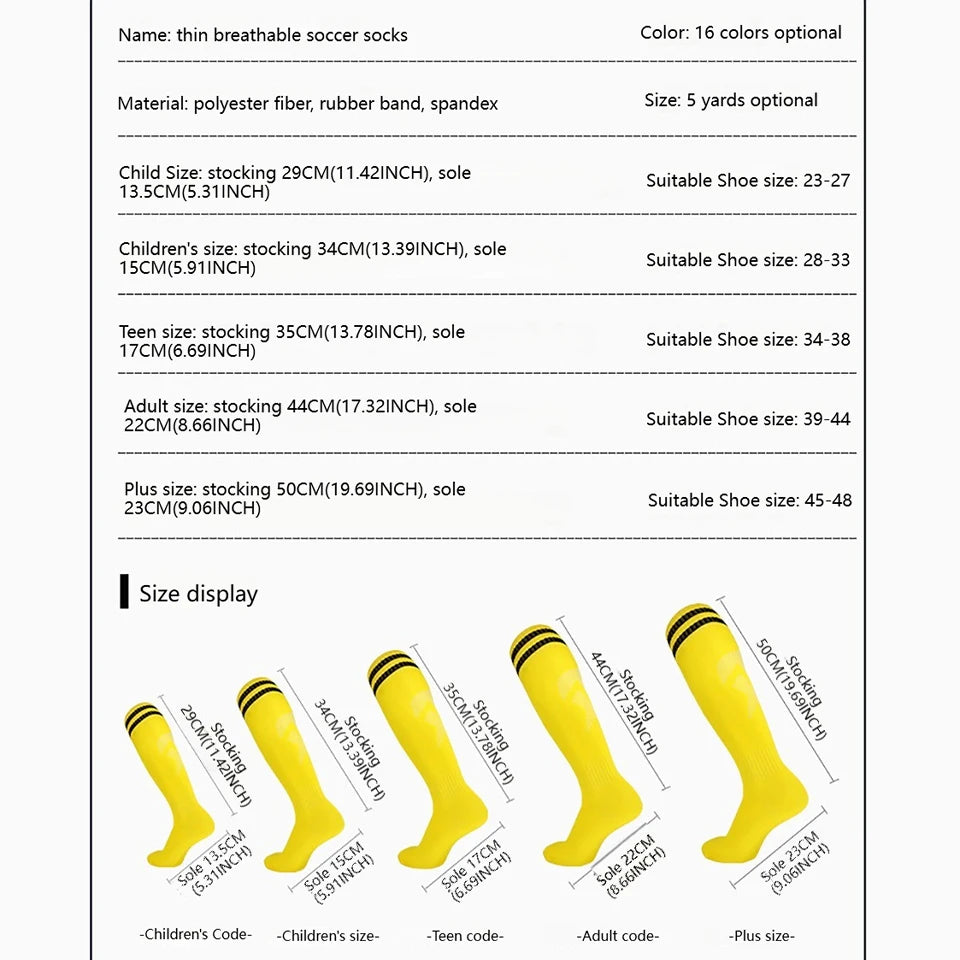 Loogdeel Football Socks Long Tube Knee Cotton Adults Children Legging Stockings Non-slip Soccer Baseball Running Sports Socks Quick Pick Grocers
