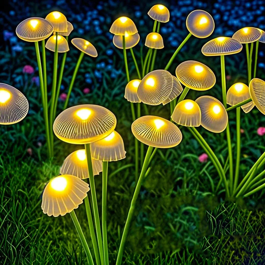 Solar Garden Lights Dual Mode LED Solar Mushroom Lights Waterproof Decor Yard Patio Pathway Jellyfish for Garden Ambiance Econic Blanks