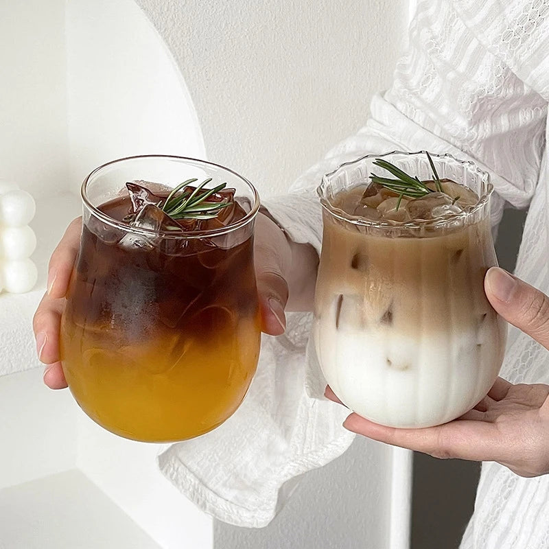 Glasses Cup Transparent Water Bottle Tumbler Whiskey Glass Drinkware Coffee Milk Juice Mug Cup Kitchen Accessory Stripe Cups 텀블러 Quick Pick Grocers