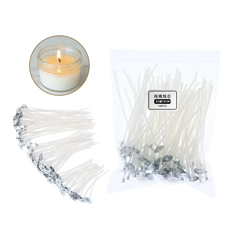 120Pcs Waxed Cotton Candle Wicks with Stand Original Smokeless Candle Wick for DIY Candle Silicone Mold Candle Making Supplies Econic Blanks