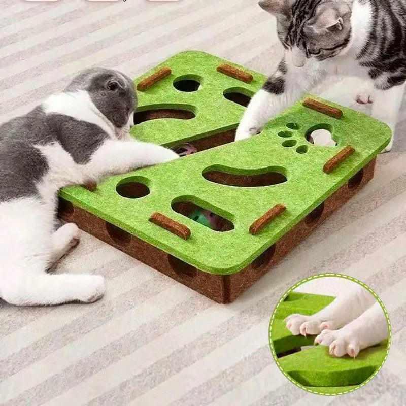 Pet Cat Puzzle Maze Holes Toys Felt Box With Bell Ball Kitten Playing Toys Interactive Funny Combination Set Cat Supplies Econic Blanks