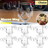 1/2/3PCS Christmas Elk Glass Cup 240ML Juice Milk Moose Mug Christmas Reindeer Head Beer Water Cup Holiday Party Drinkware Gifts Quick Pick Grocers