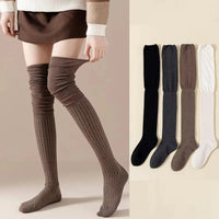Fashion Pure Cotton Knee-high Socks Solid Color Keep Warm Long Tight Socks Boot Socks Fall Winter Quick Pick Grocers