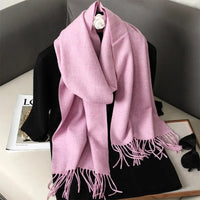62Color Solid Women Winter Scarf Warm Thicken Cashmere Shawl Outdoor Fashion Luxury Tassels Pashmina Lady Wrap Windproof Scarves Econic Blanks