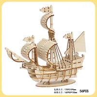 1PC 3D Sailboat Wooden Puzzle Assembly Model Puzzle DIY Wooden Crafts 3D Puzzle Gifts Desktop Decoration Quick Pick Grocers