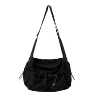 Fashionable Crossbody Bag with Drawstring Accent - Spacious & Secure Zipper Closure - Includes Stylish Bag Charm Quick Pick Grocers