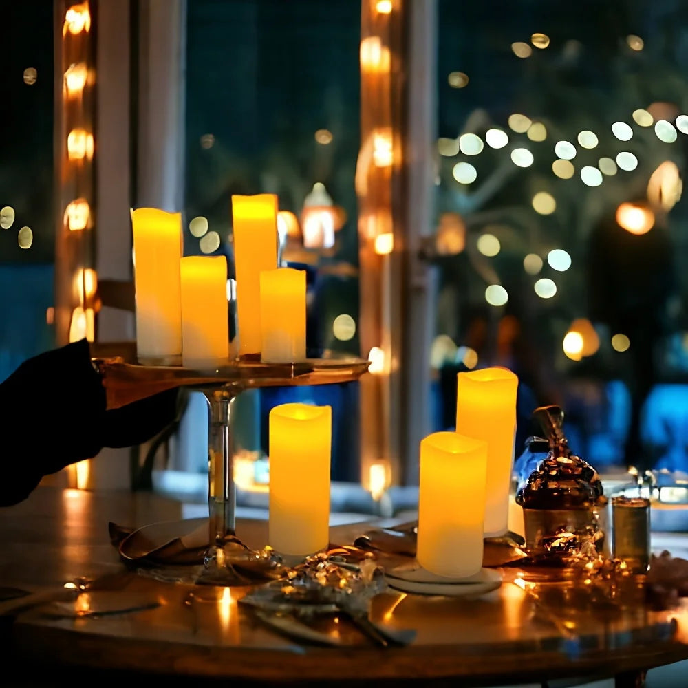 10-120pcs Flameless Fake Candle LED Flickering Candles Battery Operated LED Pillar Candles for Wedding Halloween Decor Party Econic Blanks