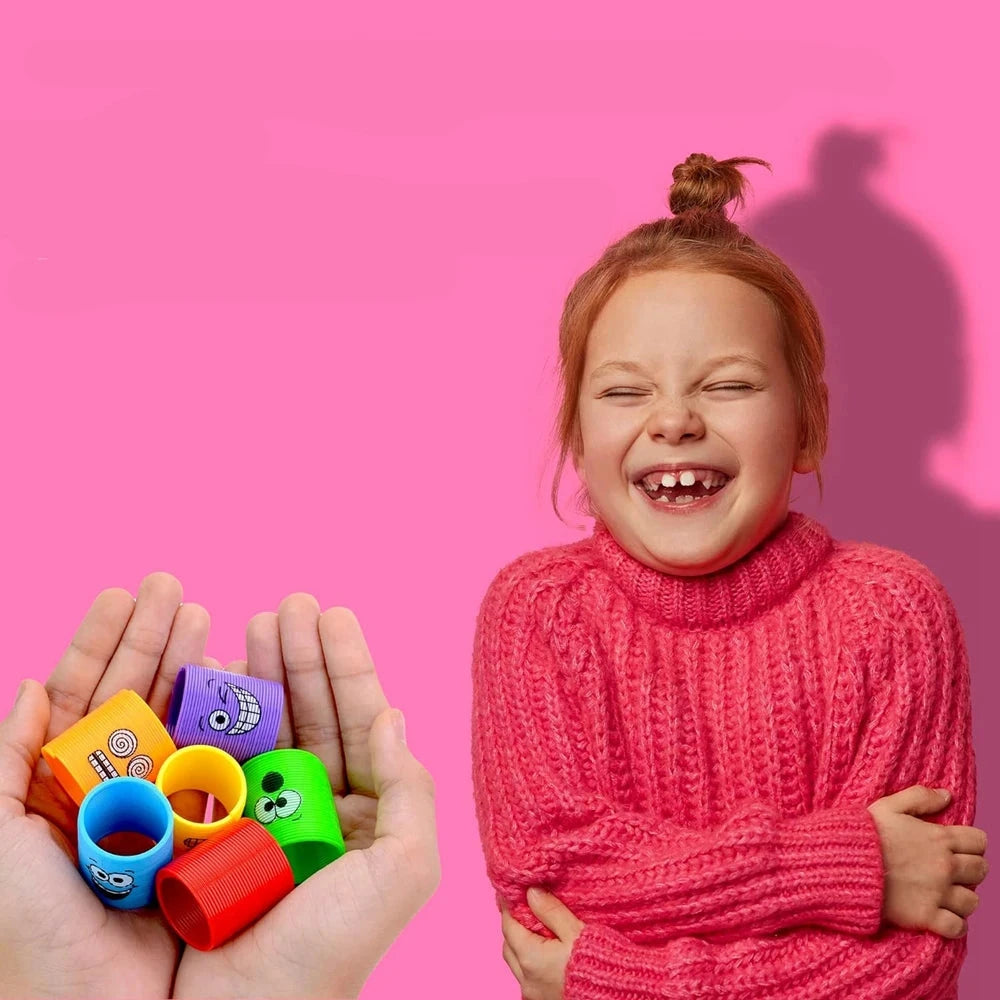 12PCS for Kids Girls Boys Smiling Face Spring Rainbow Magic Fidget Stress Coil Springs Bulk Mini Toys Party Favors Toys Econic Blanks