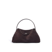 2026 Autumn Winter All-match Bowling Tote All-match Matte Suede Cowhide Leather Women Shoulder Bag Coffee Purple Noble Handbag Quick Pick Grocers