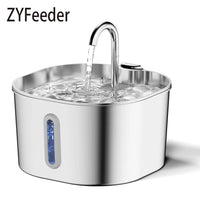 ZYFeeder 2.2L Automatic Cat Water Fountain Square Stainless Steel Pet Water Feeder Dog Water Fountain with window（No 5V 1A Plug） Quick Pick Grocers