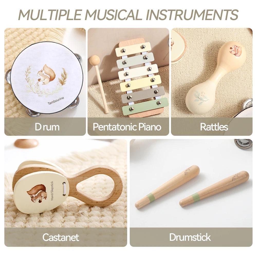 Musical Instruments Montessori Music Baby 0 12 Months Toys Drum Xylophone Kids Early Educational Wooden Instruments Baby Toys Purest Peak