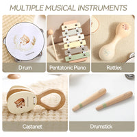 Musical Instruments Montessori Music Baby 0 12 Months Toys Drum Xylophone Kids Early Educational Wooden Instruments Baby Toys Purest Peak