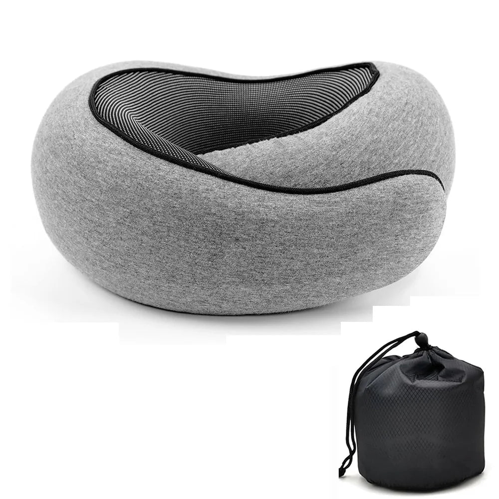 Travel Neck Pillow Memory Foam U-shaped Pillow Snail Style Travel Neck Support Portable Adjustable Soft Noon Break Sleep Pillows Quick Pick Grocers
