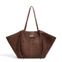 Fashion Large Capacity Trapeze Women Shoulder Bags Designer Metal Lock Handbags High-Quality Pu Leather Big Tote Commute Bag Quick Pick Grocers