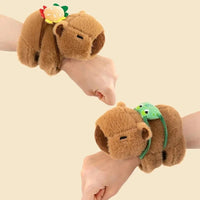 Lovely Capybara Animal Slap Snap Wrap Wristband Bracelet Plush Stuffed Animal Kawaii Capybara Hand Ring Wristband Kid Funny Toys Econic Blanks
