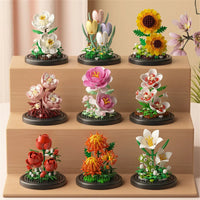 Eternal Flower Bouquet Bonsai Potted Plant Micro Building Blocks Model Home Decoration Puzzle Toys Kids Birthday Christmas Gifts Purest Peak Salt