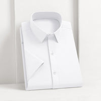 New Men's Business Casual Solid Color Short Sleeved Shirt for Summer Fashion No Ironing Comfortable and Versatile Top Quick Pick Grocers