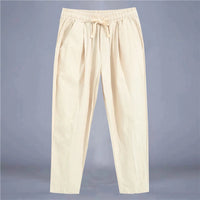 Men's Trousers Cotton Linen Fashion Casual Pants Solid Color Breathable Loose Shorts Straight Drawstring Pants Streetwear Men Quick Pick Grocers