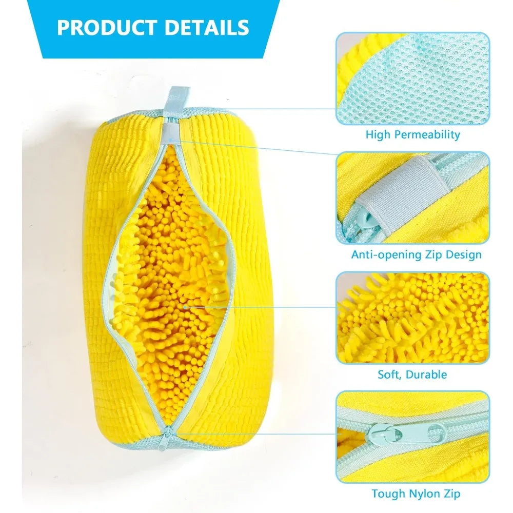 Durable Shoe Washing Machine Bag for All Shoe Types-Yellow with Blue Zipper,Ideal for Sneakers and Casual Shoes,Laundry Wash Bag Econic Blanks