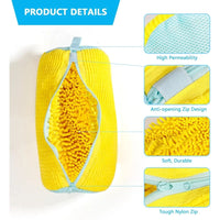 Durable Shoe Washing Machine Bag for All Shoe Types-Yellow with Blue Zipper,Ideal for Sneakers and Casual Shoes,Laundry Wash Bag Econic Blanks