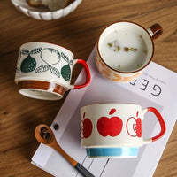 300ml Japanese Flower Coffee Mug Set Retro Ceramic Milk Oats Mug Office Water Handgrip Cup Kitchen Party Drinkware Set Quick Pick Grocers