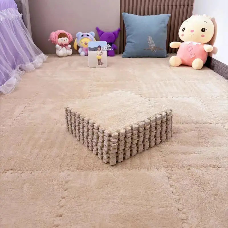 10Pcs 30*30CM Creative Plush Puzzle Foam Floor Mat Puzzle Carpet Warm Playmat Interlocking Exercise Tiles Fluffy Area Rugs Quick Pick Grocers