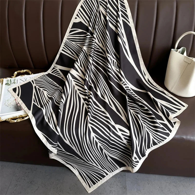 90*90Cm Square Scarf Twill Silk Feeling Women Head Shawls and Wraps Luxury Hair Tree Print Neck Scarves Hijab Bandana Pashmina Econic Blanks