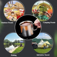 250/350/500/700ml Stainless Steel Camping Cup Portable Outdoor Water Cup Mug With Foldable Handle Kitchen Drinkware Quick Pick Grocers