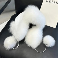 2025 100% Real Fox Fur Hats Women's Russian Ushanka Aviator Trapper Snow Skiing Hat Caps Earflap Winter Raccoon Fur Bomber Hat Purest Peak