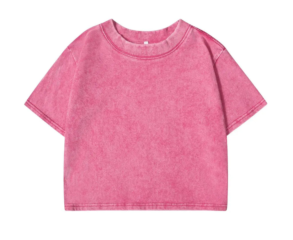 100% Cotton Washed T-Shirts For Women Loose O-Neck Crop Tops Y2k Street Female Clothes Summer Casual Vintage Short Sleeve Tees Quick Pick Grocers