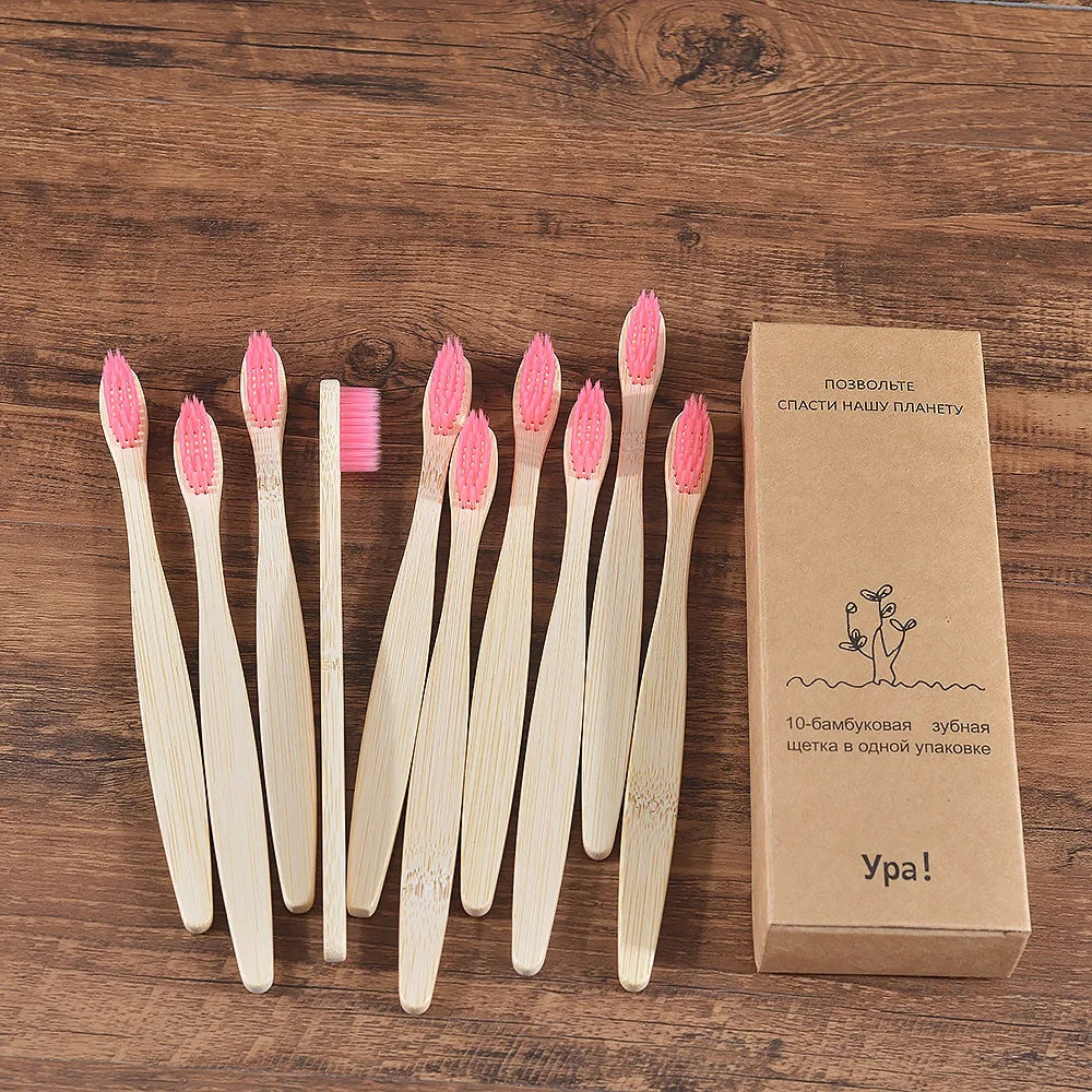 10Pcs Colorful Toothbrush Natural Bamboo Tooth Brush Sets Soft Bristle Charcoal Teeth Eco Bamboo Toothbrushes Dental Oral Care Econic Blanks