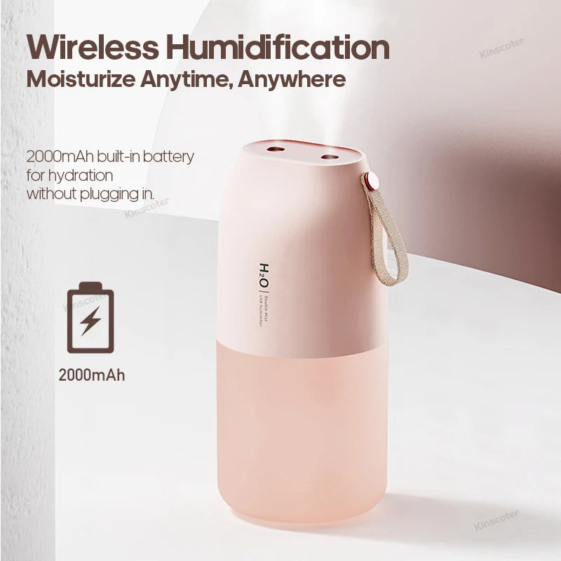 KINSCOTER Ultrasonic Air Humidifier 300ml 2000mAh Battery USB Sprayer Diffuser Releases Smooth Water Mists for Home Office Quick Pick Grocers