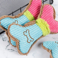 1pc Dog Squeaky Toys, Bones Plush Dogs Chew Toy for Small Medium Breed Puppy Aggressive Chewer Pets Puppy Playing Cleaning Teeth Econic Blanks
