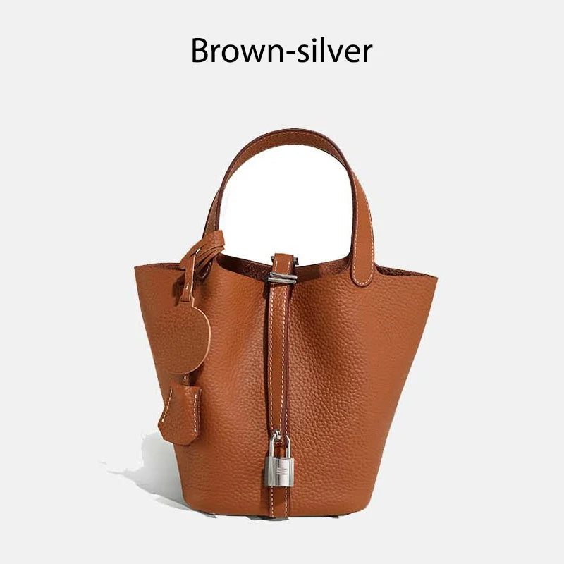 MENDY Women Bags Handbags Bucket Bag Real Leathe Fashion Tote Bag Genuine Leather Luxury Desginer Big Size Large Lady Hand Bags Quick Pick Grocers