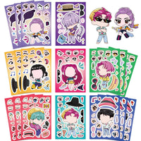 8/16/24PCS Toy Puzzle Stickers Anime Make a Face Stickers DIY Handicrafts Waterproof Stickers Quick Pick Grocers
