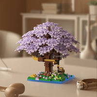 Pink cherry tree house building micro-particle building block classic model girl series difficult assembly toys Purest Peak Salt