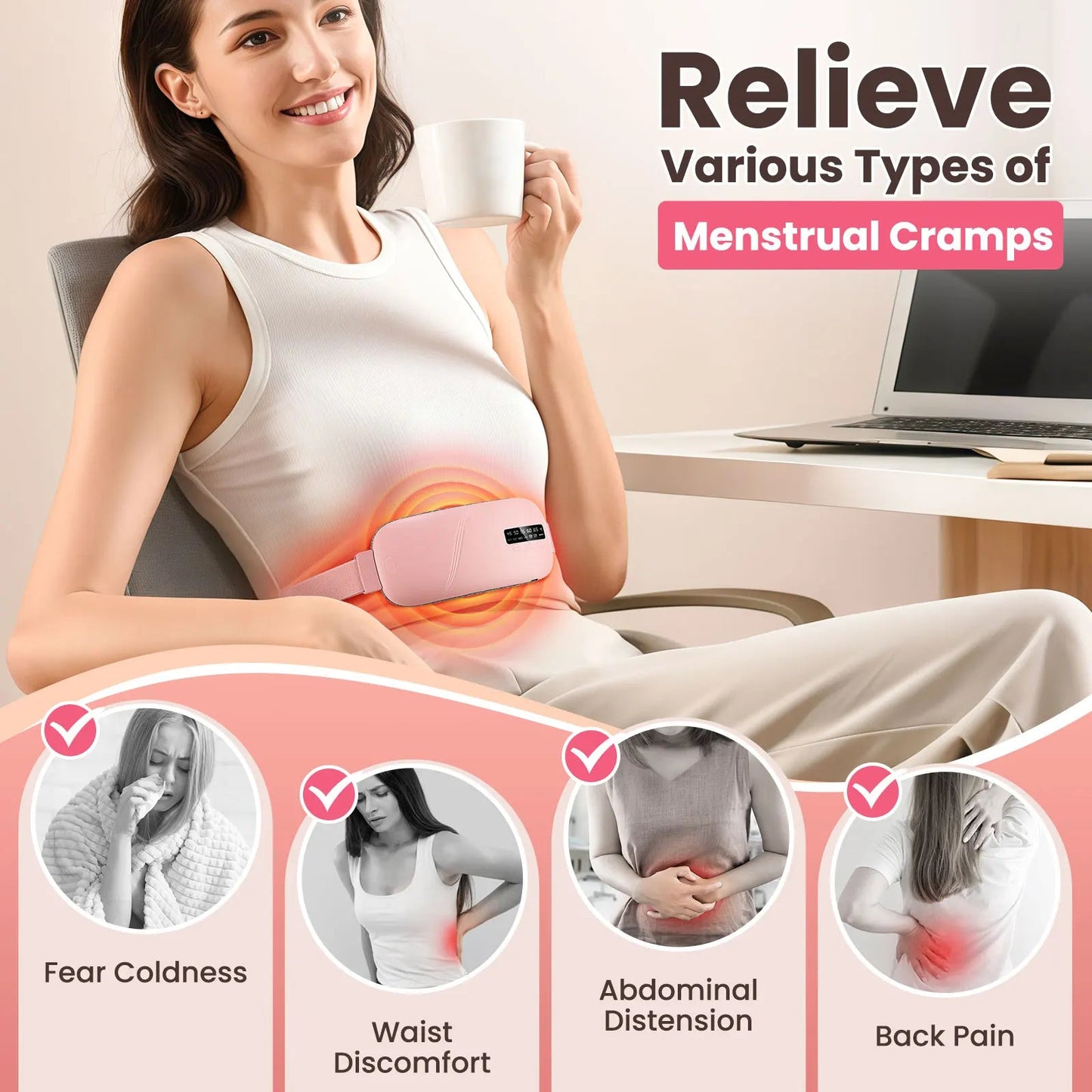 Electric Heating Pad Menstrual Cramp Massager Belt Women Period Care Hot Compress Device Vibration Abdominal Ulter Warmer Belt Quick Pick Grocers