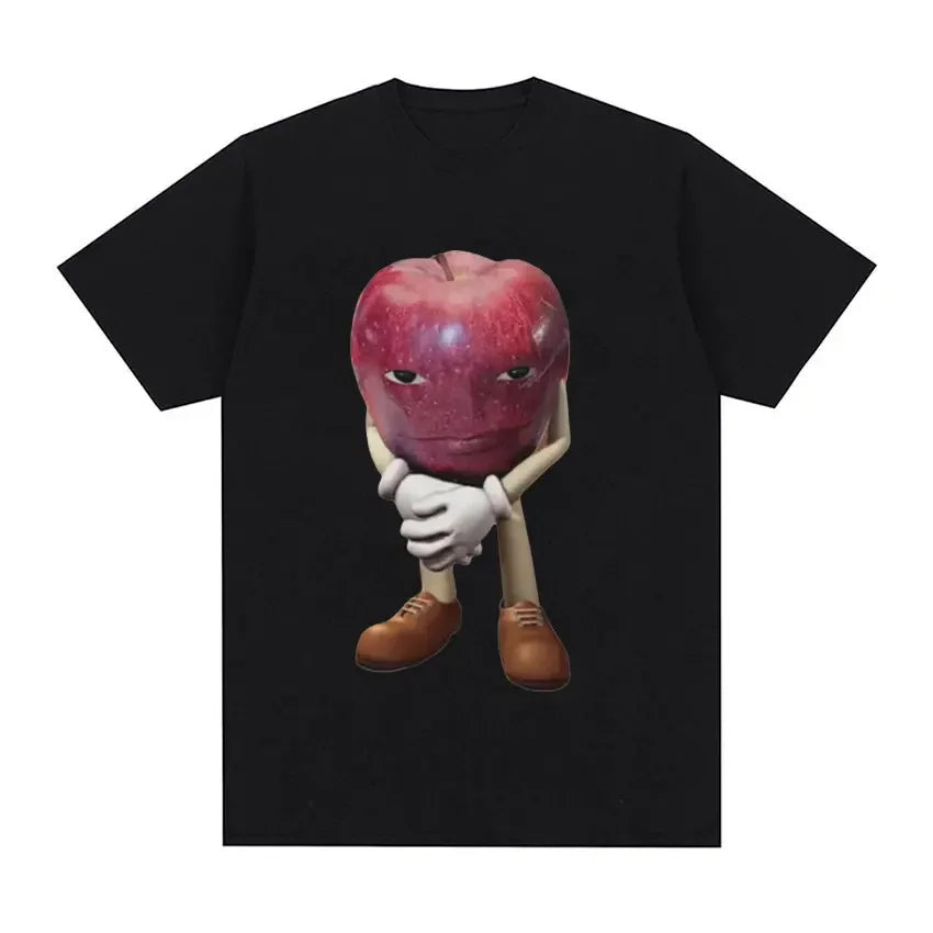 Funny Me Asf Apple with Face Meme T Shirt Unisex Fashion High Quality T Shirts Men Retro Casual Short Sleeve T-shirt Tops Quick Pick Grocers
