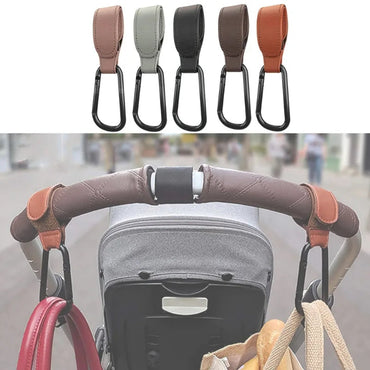 Baby Stroller Hook Fashion PU Leather Adjustable Pram Hook Cart Organizer Diaper Bag Hanger Children Boy Girl Travel Accessories Purest Peak