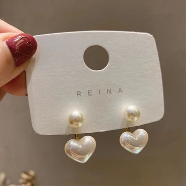 New Fashion love Heart Pearl Earrings for Women Sweet Elegant Temperament Drop Earring Trend Jewelry Accessories Econic Blanks