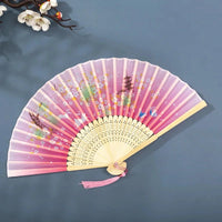Hand Fan Foldable Silk Fan Noodles Bamboo Fan Bones Halloween Cosplay Prop Christmas Wedding Decoration Party Gifts Art Crafts Econic Blanks