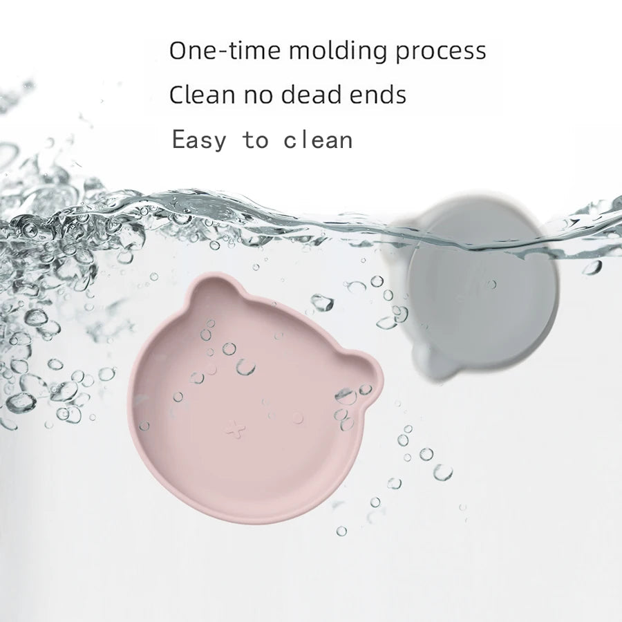 1PC Silicone Baby Dishes Suction Dining Plate Cartoon Bear Shape Baby Plates Eating Training Baby Food Storage Kids Tableware Purest Peak