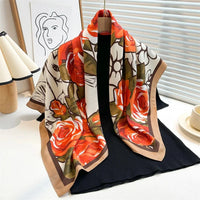 90*90Cm Square Scarf Twill Silk Feeling Women Head Shawls and Wraps Luxury Hair Tree Print Neck Scarves Hijab Bandana Pashmina Econic Blanks