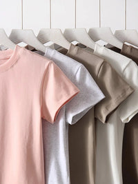 Basic T Shirts Women Cotton Slim Fit White Tops Summer Black Tees Crew Neck 100% Cotton T Shirt For Women Plain T-shirts Soft Quick Pick Grocers