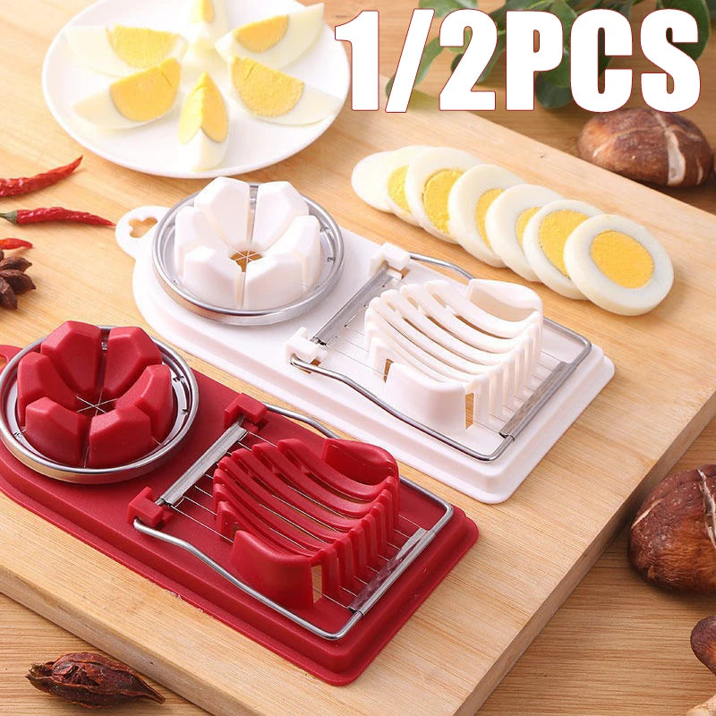 1/2PC Multi Functional Egg Cutting Artifact Stainless Steel Slicer Fancy Splitter Kitchen Divider Two in One Egg Cutter Tools Econic Blanks