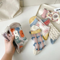Fashion Socks For Women Summer Breathable Trendy Casual Socks Cute Fashion Korean Style Transparent Lace Sweet Socks Quick Pick Grocers