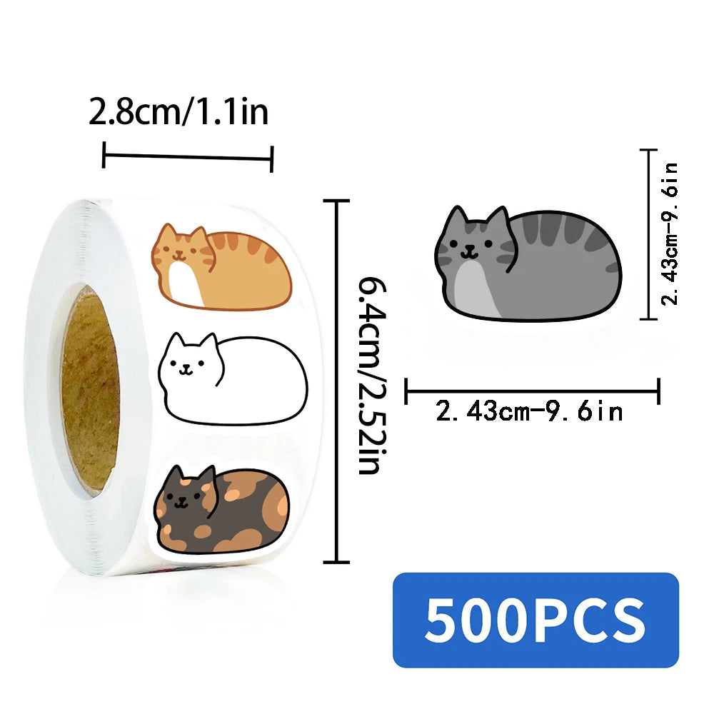 500PCS Kawaii Cartoon Cat Tuo Tuo Roll Stickers Skateboard Laptop Luggage Skateboard Phone Gift Waterproof Phone Cute Sticker ﻿ Quick Pick Grocers